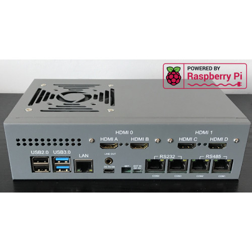 Pi 4B - 4x UART Box - RS232 x2 / RS485 x2 - 4K Splitter