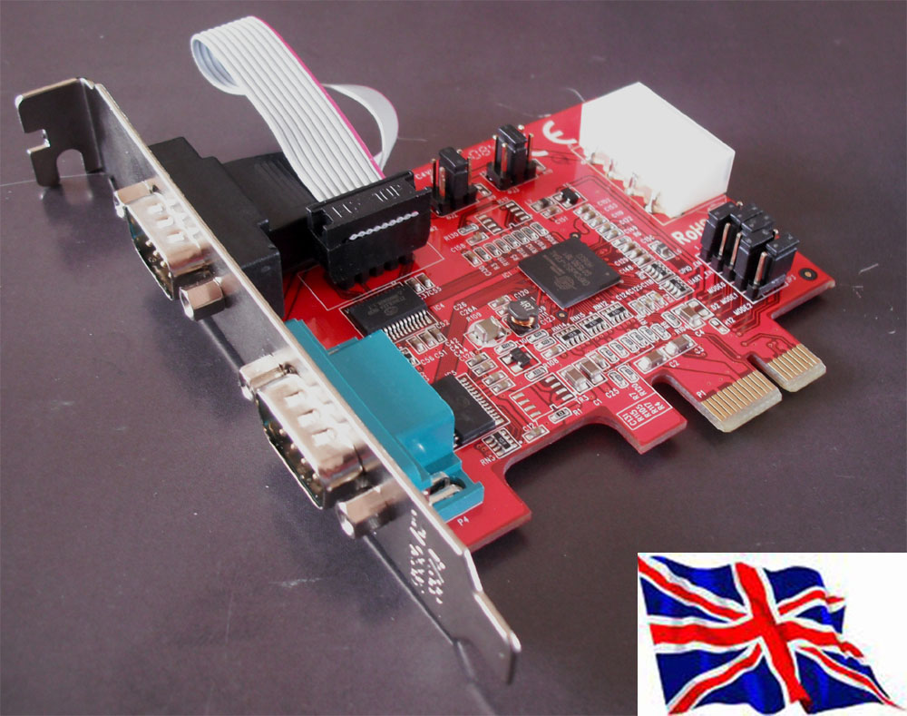 PCI Express PCIe RS232 2 port Serial 16C950 with DC Power Input