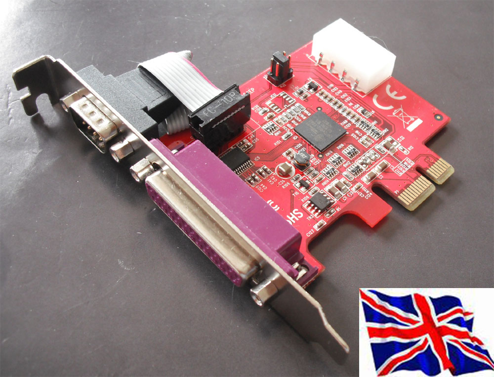 PCI Express PCIe RS232 1 port Serial 16C950 + 1 Parallel with DC Power Input