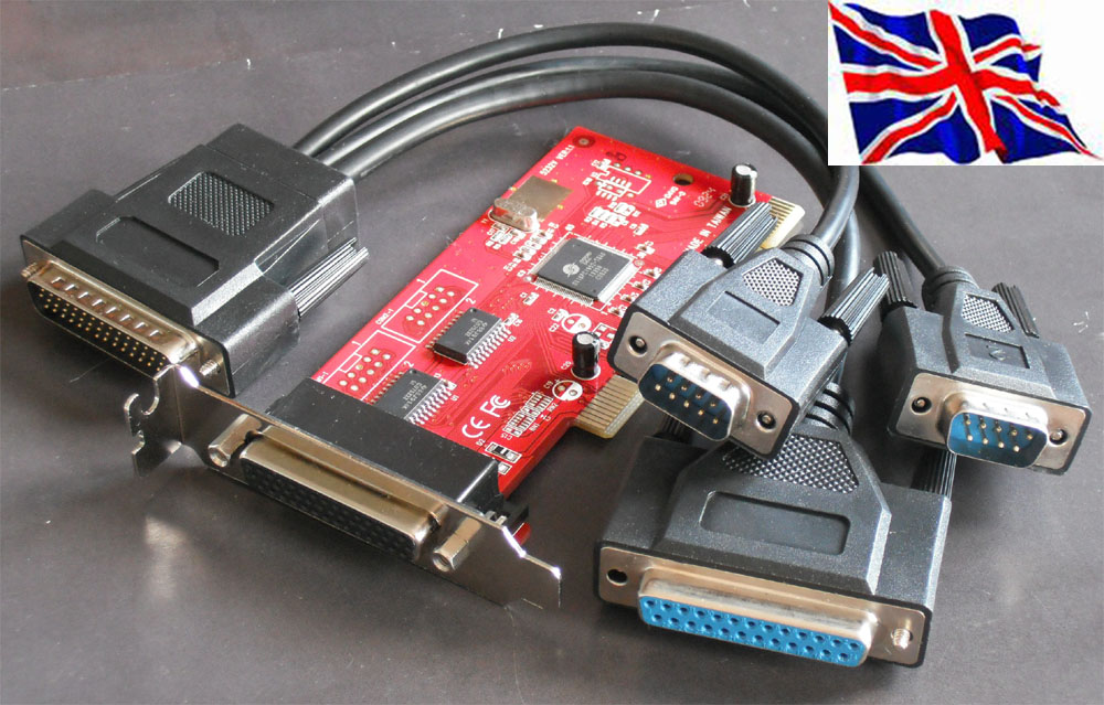 PCI RS232  2 Serial + 1 Parallel Card Low Profile  16C950  w/Octopus cable