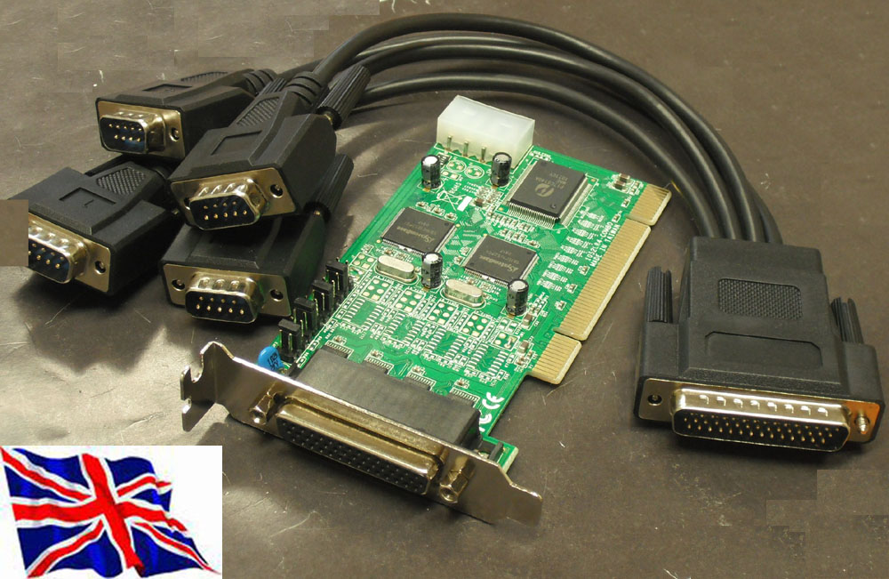 PCI RS232 x 4 port Serial 9Pin 16C1050 with DC power & Low Profile Bracket
