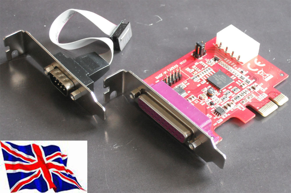 PCI Express PCIe RS232 1 port Serial 16C950 +1 Parallel Low Profile with DC Powe