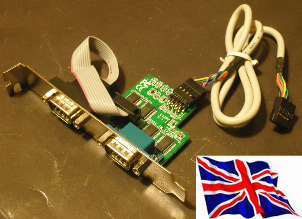 Internal USB Header to 2x Serial RS232 Adapter with standard Bracket