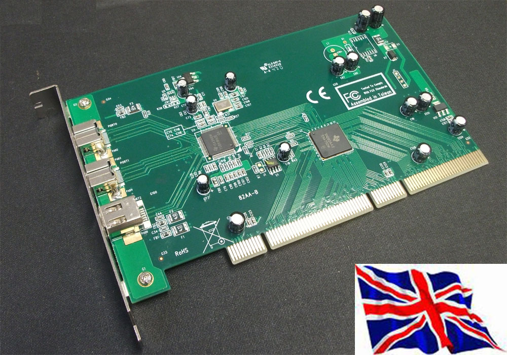 PCI-X  1394B x2 + 1394A x1 Firewire 800 64 bit Ti chip adapter Card
